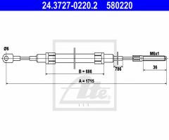 Ate 24.3727-0220 linka hamulca ręcznego bmw 5 e28 81-87, bmw 5 (e28)