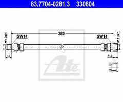 Ate 83.7704-0281 przewód hamulcowy giętki mercedes w123, w124, alfa romeo alfasud sprint (902.a)