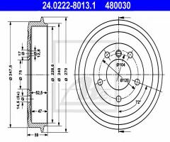 Ate 24.0222-8013 bęben hamulcowy bmw 3 e36 90-98, bmw 3 (e36)