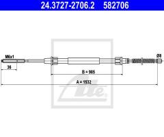 Ate 24.3727-2706 linka hamulca ręcznego seat ibiza 94-99 tył, seat ibiza ii (6k1)