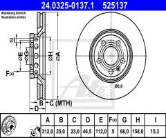 Ate 24.0325-0137 tarcza hamulcowa audi a6 97-04, audi a6 (4b2, c5), seat exeo (3r2)