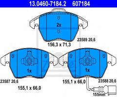 Ate 13.0460-7184 klocki hamulcowe vw touran 03- z czuj., audi a1 (8x1, 8xf), seat ibiza v (6j5, 6p5)