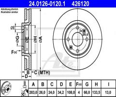 Ate 24.0126-0120 tarcza hamulcowa peugeot 307 00-, citroËn c4 ii (b7), peugeot 5008