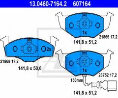 Ate 13.0460-7164 klocki hamulcowe skoda fabia 99- z czujnikiem, skoda fabia, vw polo (9n_)