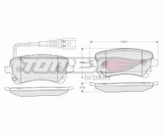 Tomex 1396 klocki hamulc. vw t5  03- tył z czuj., vw multivan v (7hm, 7hn, 7hf, 7ef, 7em, 7en)