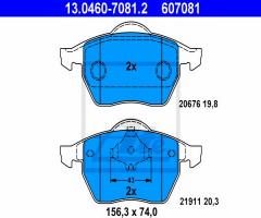 Ate 13.0460-7081 klocki hamulcowe vw golf iv 1,8t-2,8 v6 97-, audi a3 (8l1), seat toledo ii (1m2)