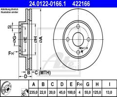 Ate 24.0122-0166 tarcza hamulcowa mazda 323 89-99, mazda 323 s iv (bg)