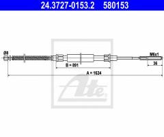 Ate 24.3727-0153 linka hamulca ręcznego vw passat 93-96, vw passat (3a2, 35i)