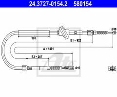 Ate 24.3727-0154 linka hamulca ręcznego audi a6 94-97, audi 100 (4a, c4)