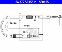 Ate 24.3727-0155 linka hamulca ręcznego audi a4 94-01, audi a4 (8d2, b5)