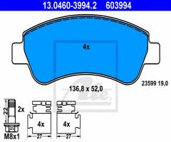 Ate 13.0460-3994 klocki hamulcowe citroen xsara 00-, citroËn berlingo nadwozie pełne (m_)