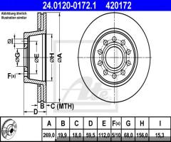 Ate 24.0120-0172 tarcza hamulcowa audi a6 quattro 94-97 tył, audi v8 (44_, 4c_)