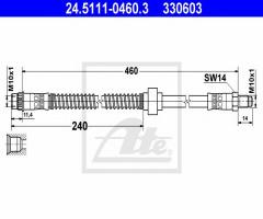 Ate 24.5111-0460 przewód hamulcowy giętki citroen xsara przód, citroËn zx (n2)