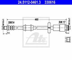 Ate 24.5112-0461 przewód hamulcowy giętki fiat ducato 00-01 p, citroËn jumper autobus (230p)