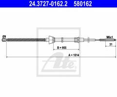 Ate 24.3727-0162 linka hamulca ręcznego vw polo -01 (+abs), seat ibiza ii (6k1), vw polo (6n1)