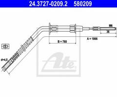 Ate 24.3727-0209 linka hamulca ręcznego bmw 5 e28 81-87 (-abs), bmw 5 (e28)