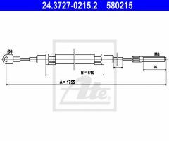 Ate 24.3727-0215 linka hamulca ręcznego bmw 5 e34 88-96, bmw 5 (e34)