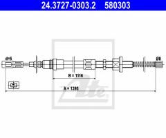 Ate 24.3727-0303 linka hamulca ręcznego citroen ax 86-98, citroËn ax (za-_)