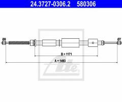 Ate 24.3727-0306 linka hamulca ręcznego citroen zx 91-97 prawy tył, citroËn zx (n2)