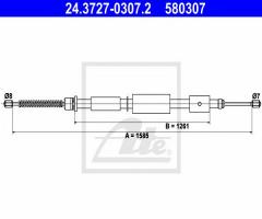 Ate 24.3727-0307 linka hamulca ręcznego citroen zx 91-97 lewy tył, citroËn zx (n2)