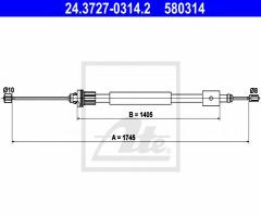 Ate 24.3727-0314 linka hamulca ręcznego citroen berlingo 96-08 l