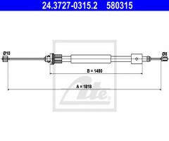 Ate 24.3727-0315 linka hamulca ręcznego citroen berlingo 96-99 p