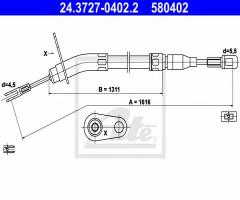 Ate 24.3727-0402 linka hamulca ręcznego mercedes w123 76-85 pt, mercedes-benz sedan (w123)