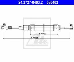 Ate 24.3727-0403 linka hamulca ręcznego mercedes w123 76-85 przód, mercedes-benz sedan (w123)