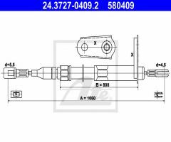 Ate 24.3727-0409 linka hamulca ręcznego mercedes w124 85-96 tył, mercedes-benz 190 (w201)