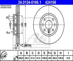 Ate 24.0124-0166 tarcza hamulcowa opel corsa c 00-06 1,4-1,8, opel meriva