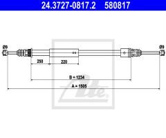 Ate 24.3727-0817 linka hamulca ręcznego citroen saxo 96-04 tył, citroËn saxo (s0, s1)