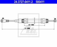 Ate 24.3727-0411 linka hamulca ręcznego mercedes w124 85-96 przód, mercedes-benz sedan (w124)