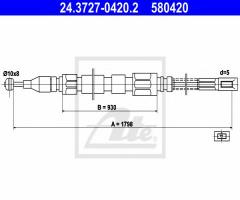 Ate 24.3727-0420 linka hamulca ręcznego mercedes 207d-310d 77-95