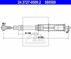 Ate 24.3727-0509 linka hamulca ręcznego fiat uno 89-95 lt, fiat uno (146a/e)