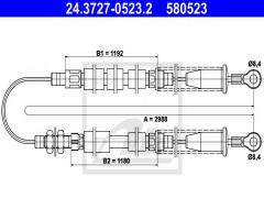 Ate 24.3727-0523 linka hamulca ręcznego fiat cinquecento 92-97, fiat cinquecento (170)