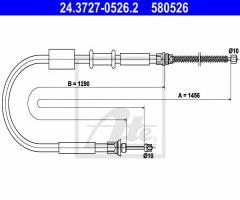 Ate 24.3727-0526 linka hamulca ręcznego fiat punto 93-99 lewy tył, fiat punto (176)