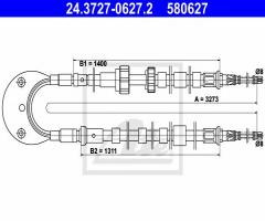 Ate 24.3727-0627 linka hamulca ręcznego ford escort 90-95 tył, ford escort v (gal)