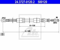 Ate 24.3727-0120 linka hamulca ręcznego vw lt 50-55 85-96, vw lt 40-55 i nadwozie pełne (291-512)