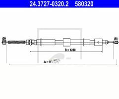 Ate 24.3727-0320 linka hamulca ręcznego citroen zx kombi 96-97 lt, citroËn zx break (n2)