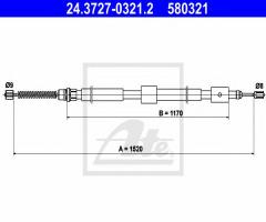 Ate 24.3727-0321 linka hamulca ręcznego citroen zx kombi 96-97 pt, citroËn zx break (n2)