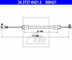 Ate 24.3727-0421 linka hamulca ręcznego mercedes w168 a-klasa 97-99, mercedes-benz klasa a (w168)