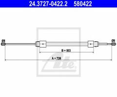 Ate 24.3727-0422 linka hamulca ręcznego mercedes w168 a-klasa 97-04, mercedes-benz klasa a (w168)