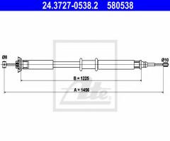 Ate 24.3727-0538 linka hamulca ręcznego fiat punto 99-05, fiat punto (188)