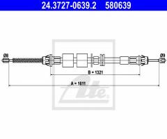 Ate 24.3727-0639 linka hamulca ręcznego ford mondeo 93-00 tył, ford mondeo i (gbp)