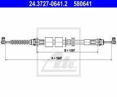 Ate 24.3727-0641 linka hamulca ręcznego ford mondeo 93-00 tył, ford mondeo i kombi (bnp)