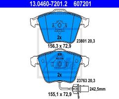 Ate 13.0460-7201 klocki hamulcowe audi a6 04-11 z czujnikiem, audi a6 (4f2, c6), seat exeo (3r2)