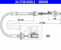 Ate 24.3728-0528 linka sprzęgła fiat brava 95-01 1,8-1,9td, fiat brava (182)