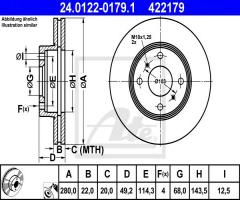 Ate 24.0122-0179 tarcza hamulcowa nissan almera 00-06, nissan 200 sx (s13)