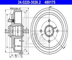 Ate 24.0220-3026 bęben hamulcowy ford fiesta 02-08, ford fiesta v (jh_, jd_)