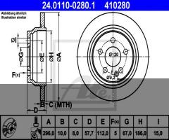 Ate 24.0110-0280 tarcza hamulcowa mercedes vito bm639 03- tył